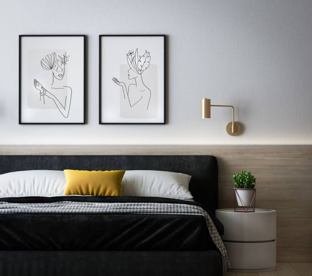 cómo decorar con cuadros una pared combinación