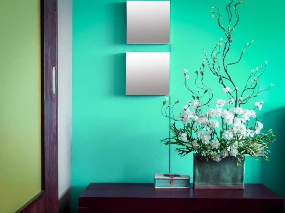 Cómo combinar el color turquesa en paredes flores

